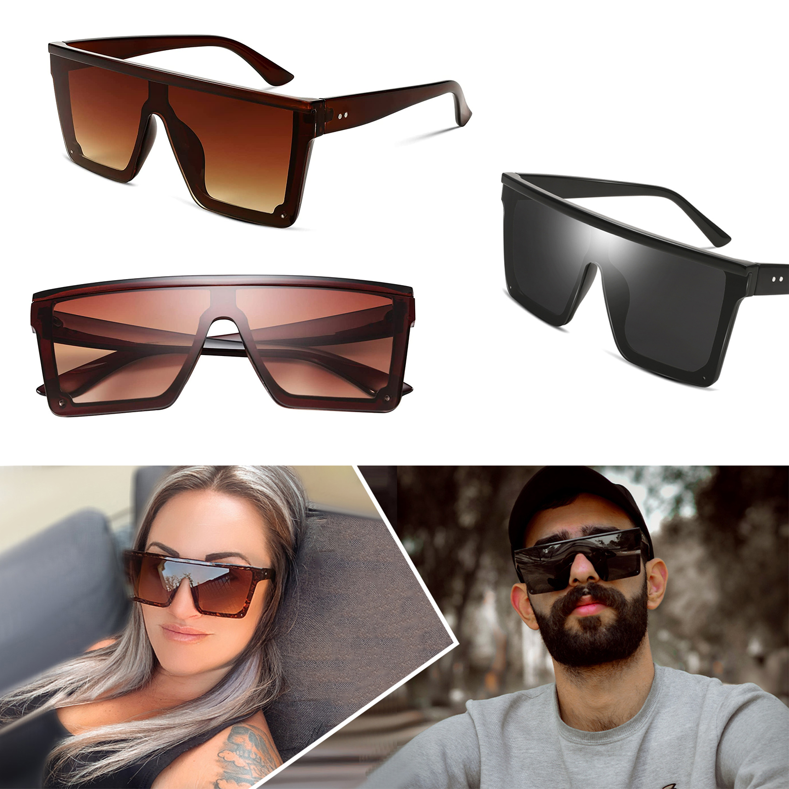 Oversized Flat Top Square Sunglasses 2