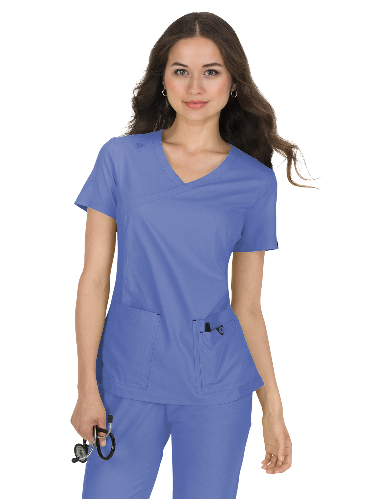 koi - Basics - Women's Four-Pocket Mock-Wrap Neck Katie Top 17