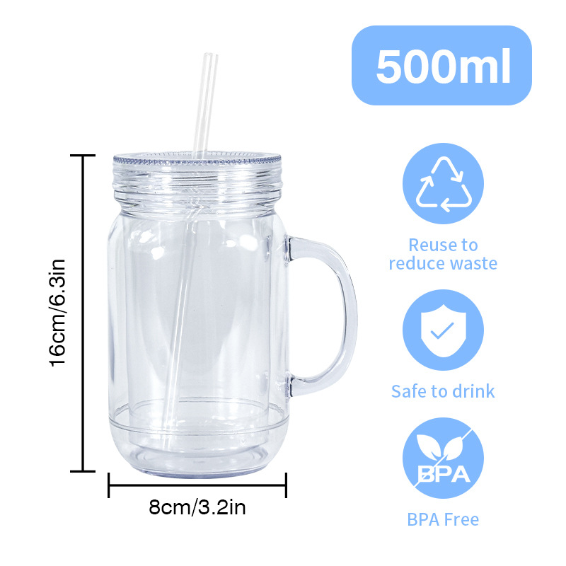 16OZ Plastic Cup with Handle & Straw 4