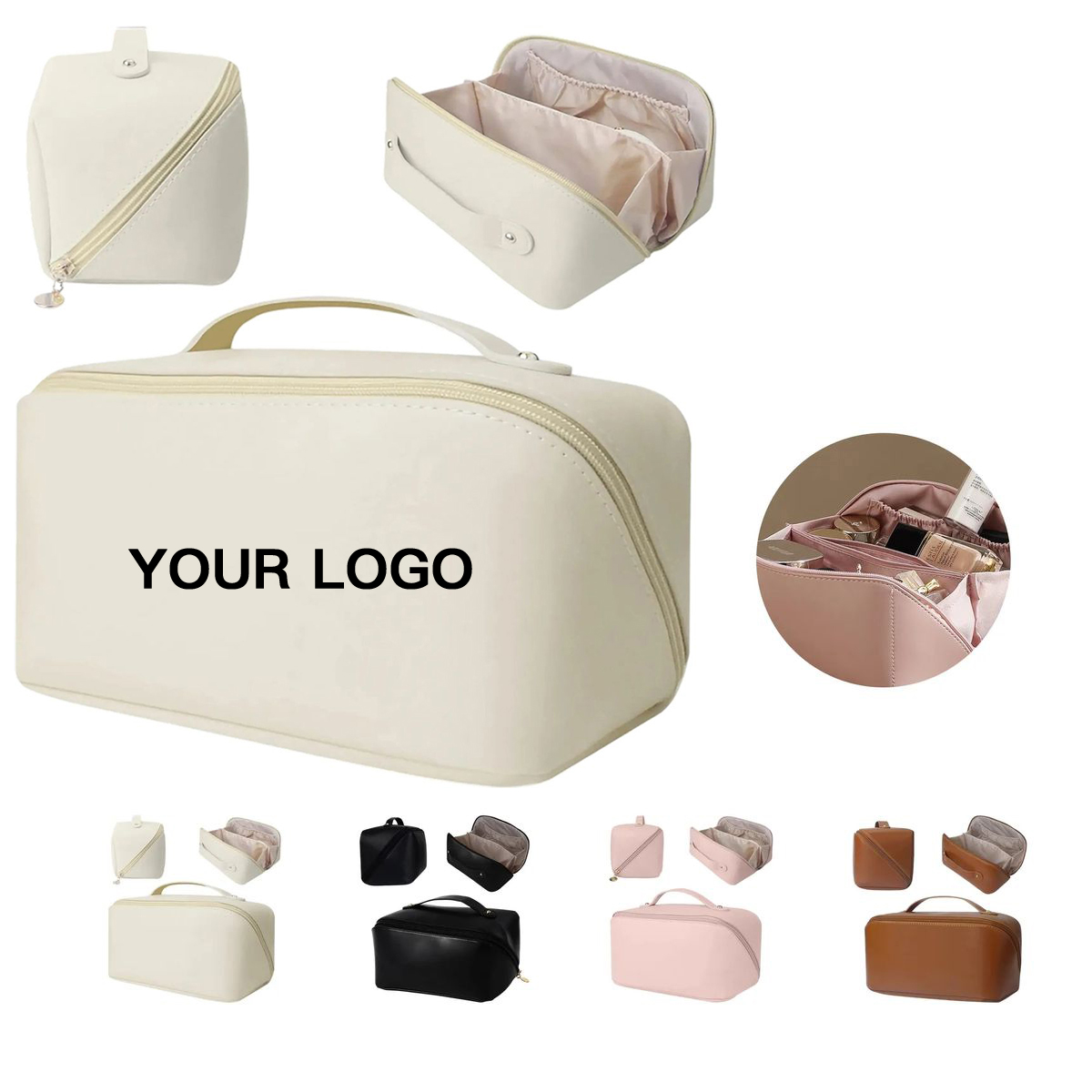 PU Cosmetic Bag with Waterproof Exterior and Compartments 5