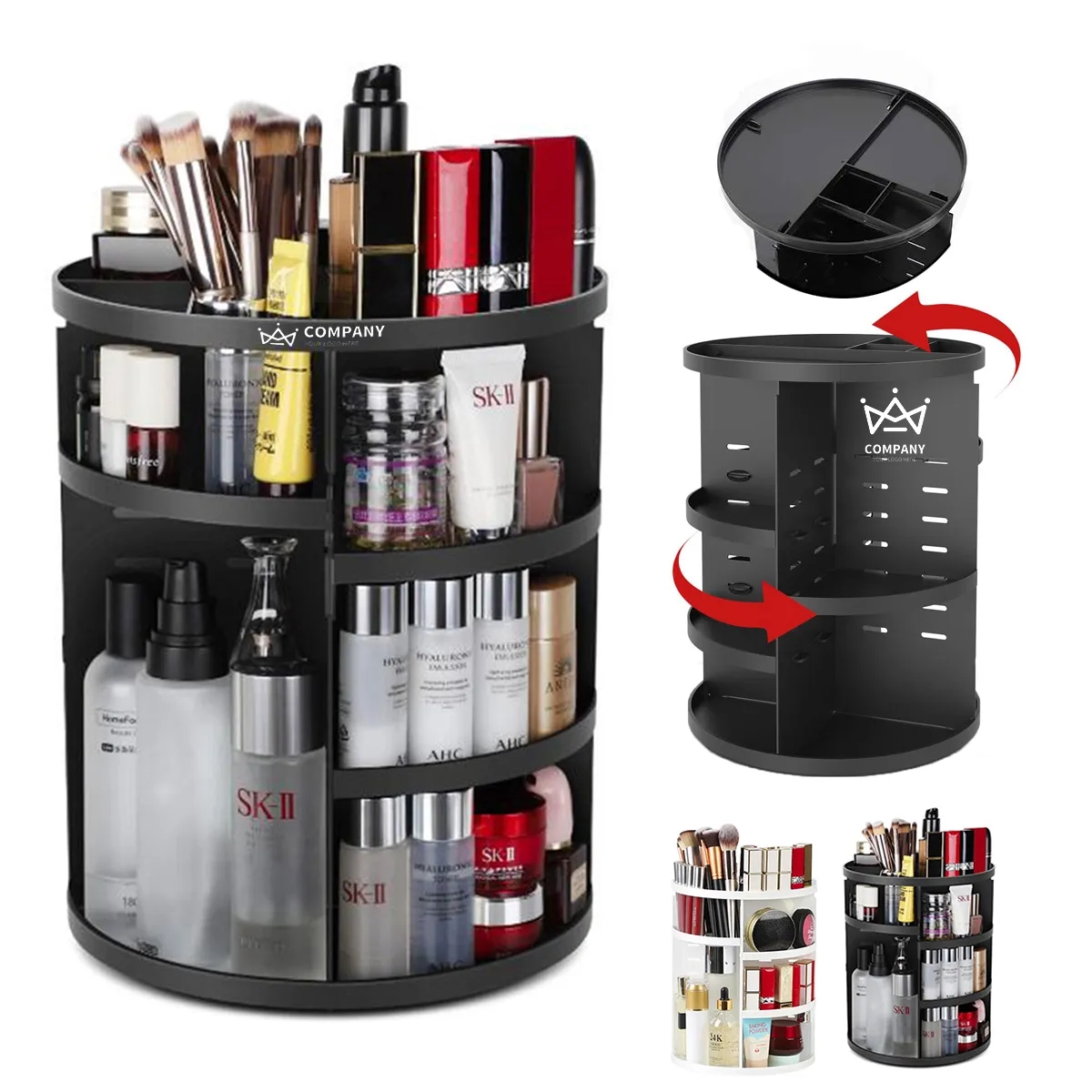 360 Rotating Adjustable Bathroom Makeup Storage Holder 1