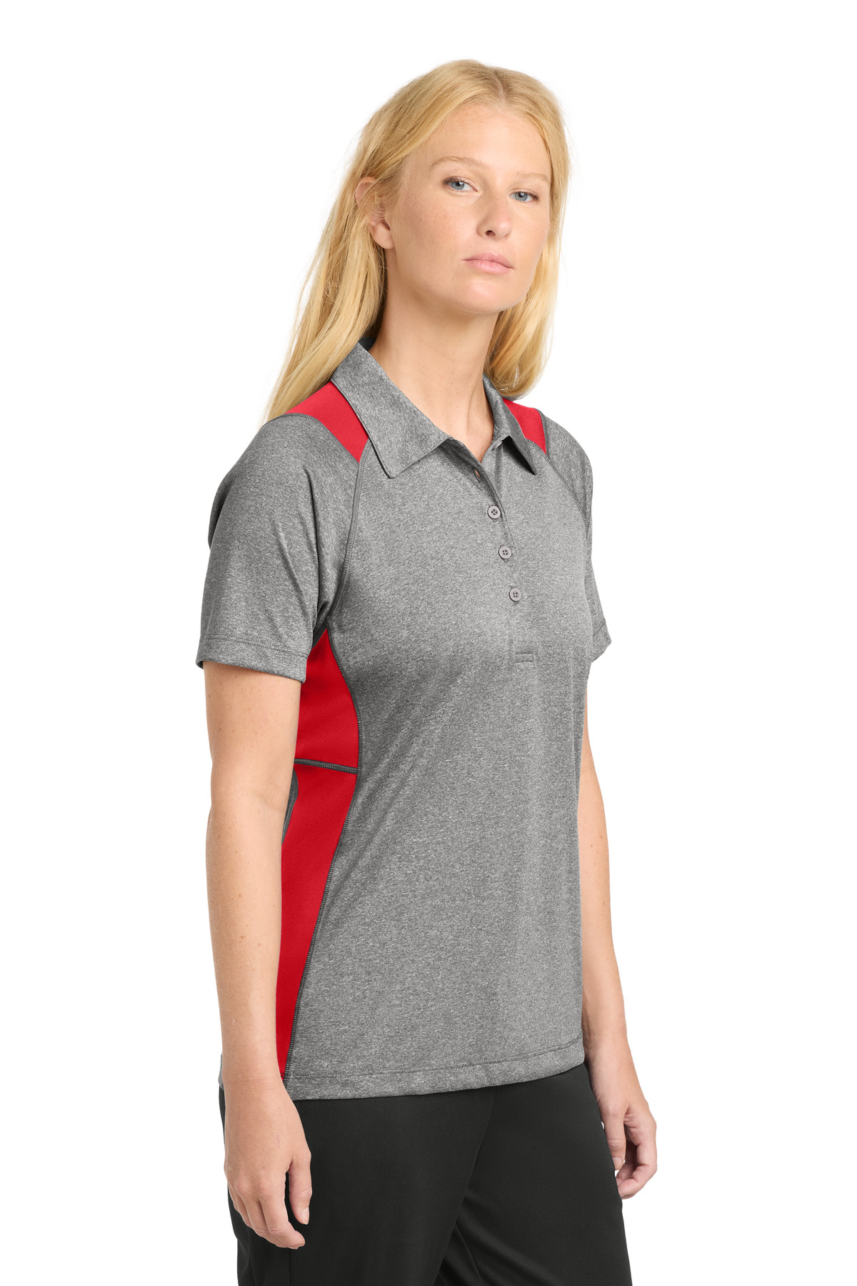Sport-Tek Women's Heather Colorblock Contender Polo. LST665 15