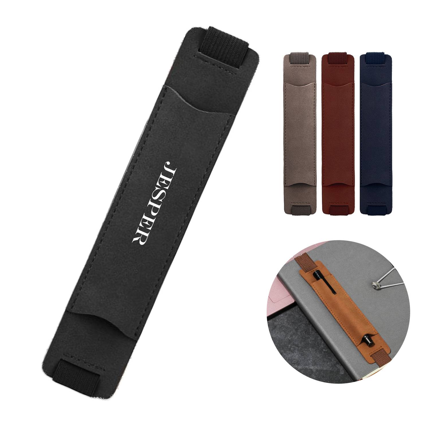 Colorful PU Leather Adjustable Elastic Band Pen Holder 2