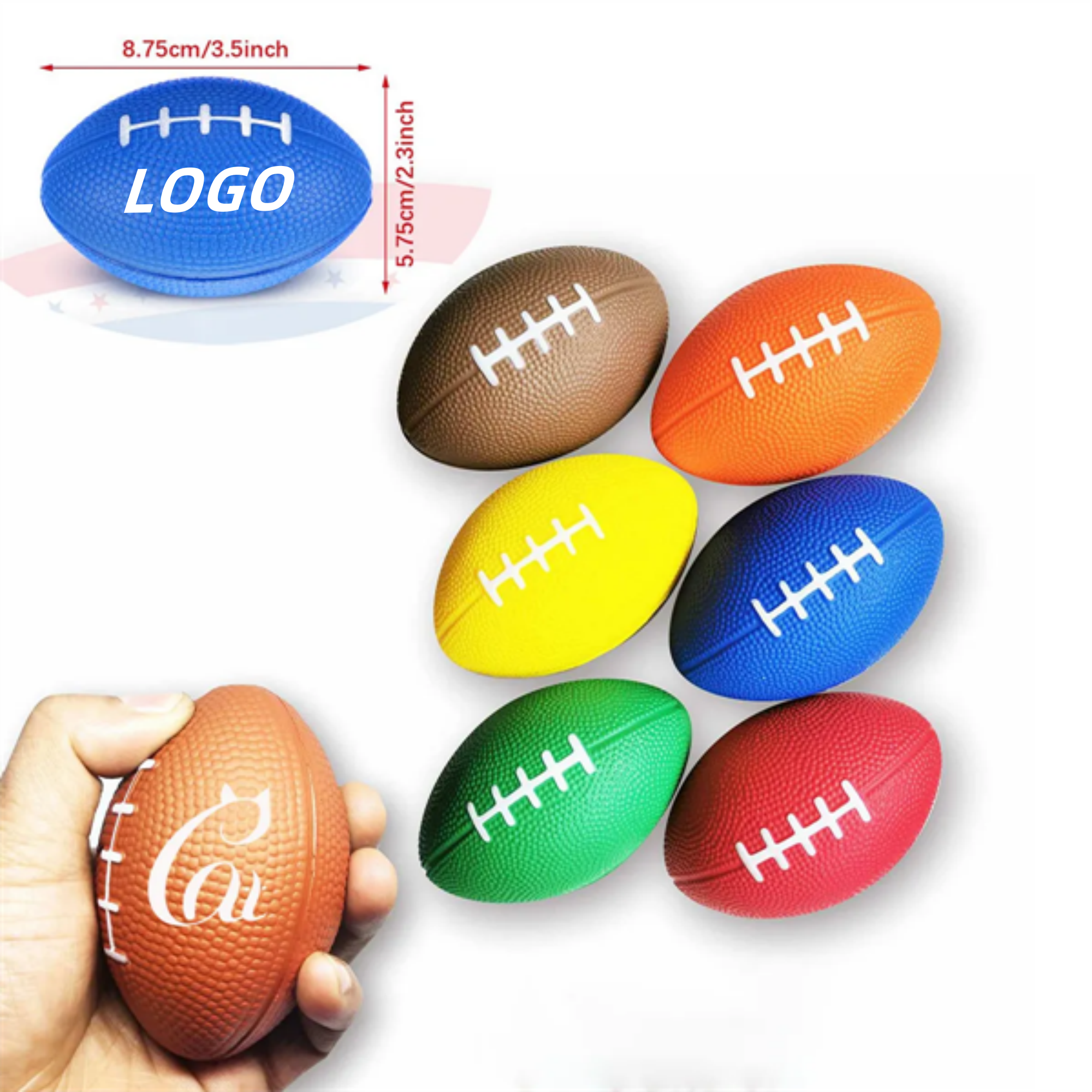 Custom PU Foam Anti Stress Squeeze Rugby Ball 1