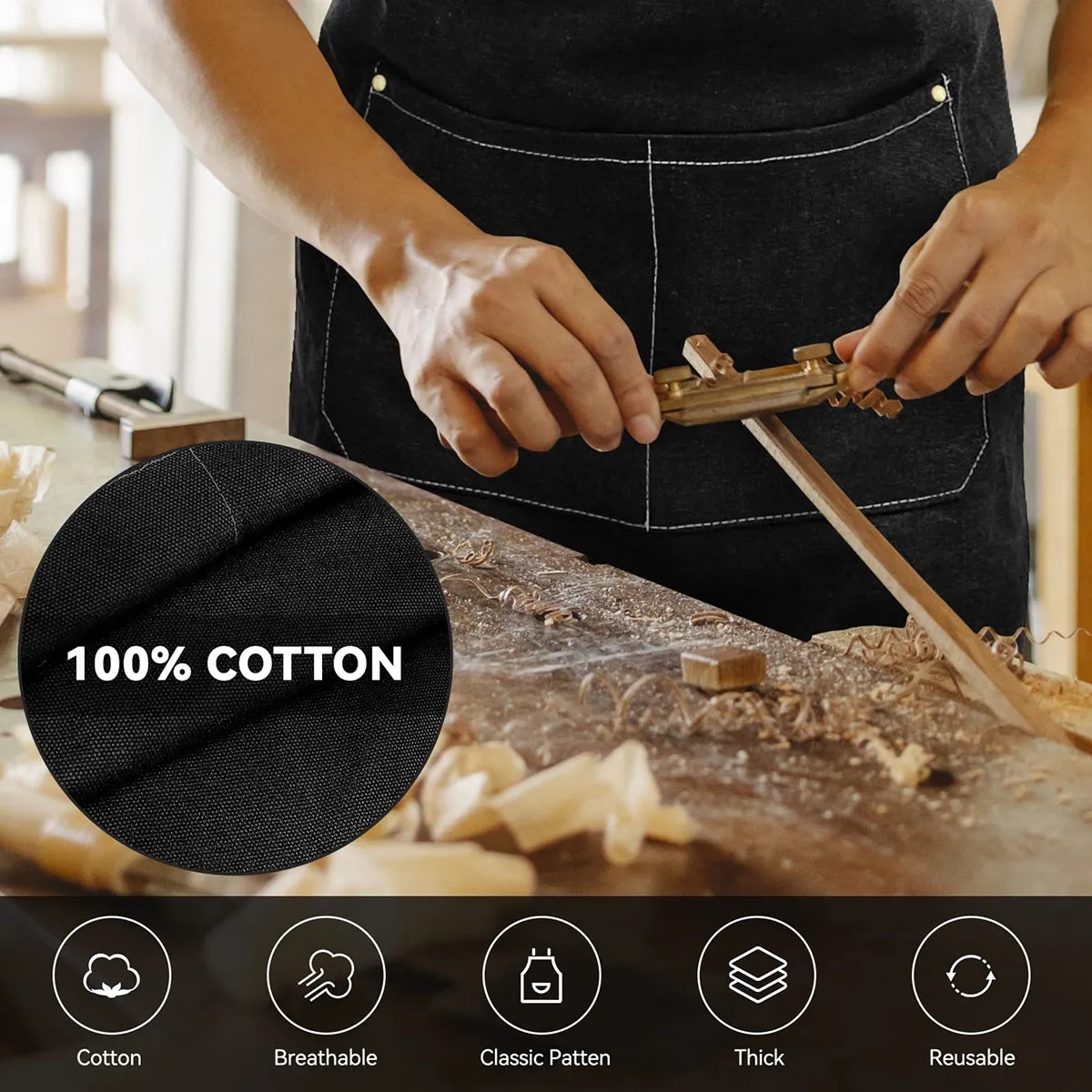 Canvas Cross Back Aprons with Adjustable Strap and Pocet 2