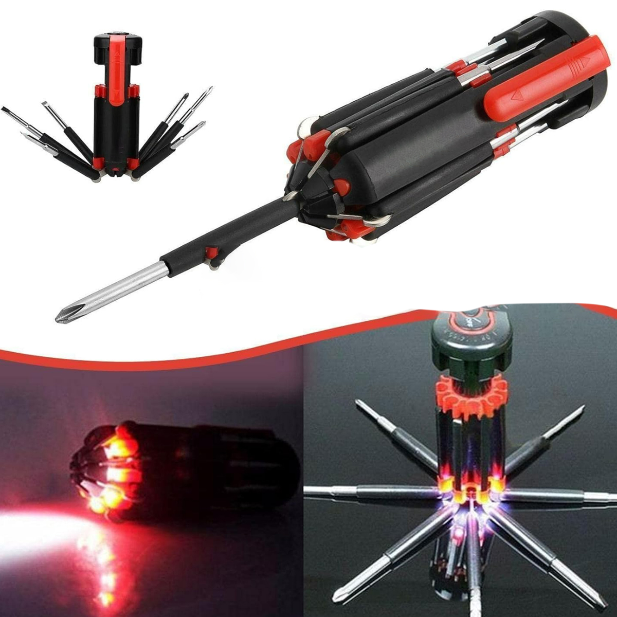 8-in-1 Screwdriver & Flashlight with LED Multi-Tool 1