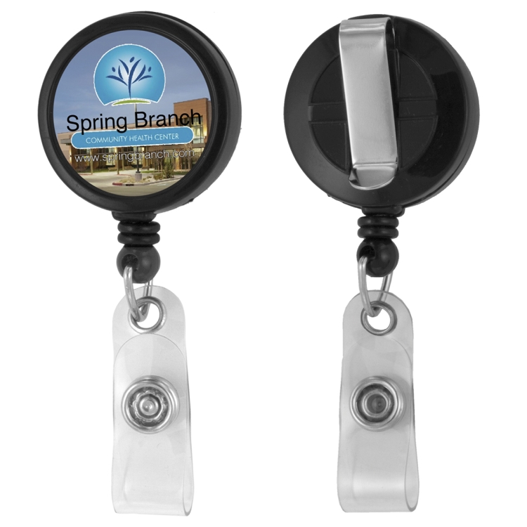 "Worthington VL" 30" Cord Round Jumbo Imprint Retractable Badge Reel and Badge Holder with Metal Sli 9