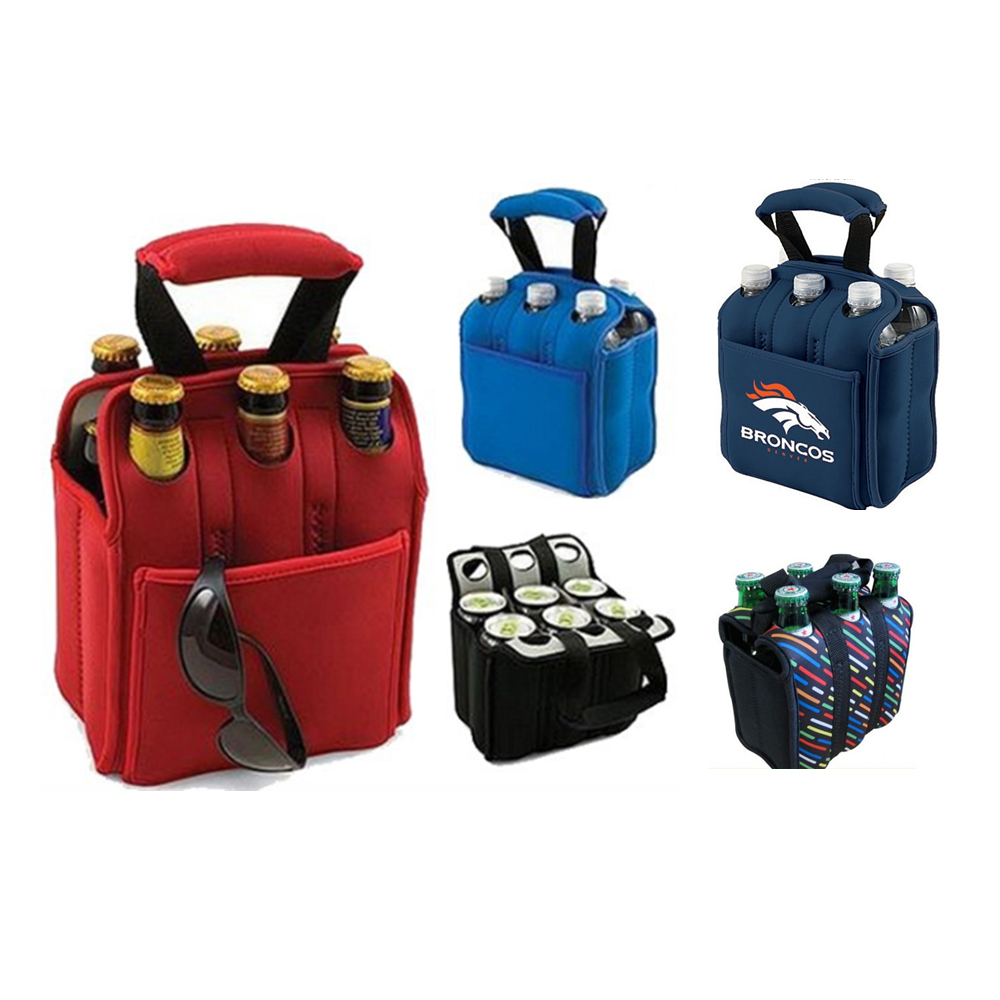 Neoprene 6 Pack Beer Bottle Carrier w/Pocket 3