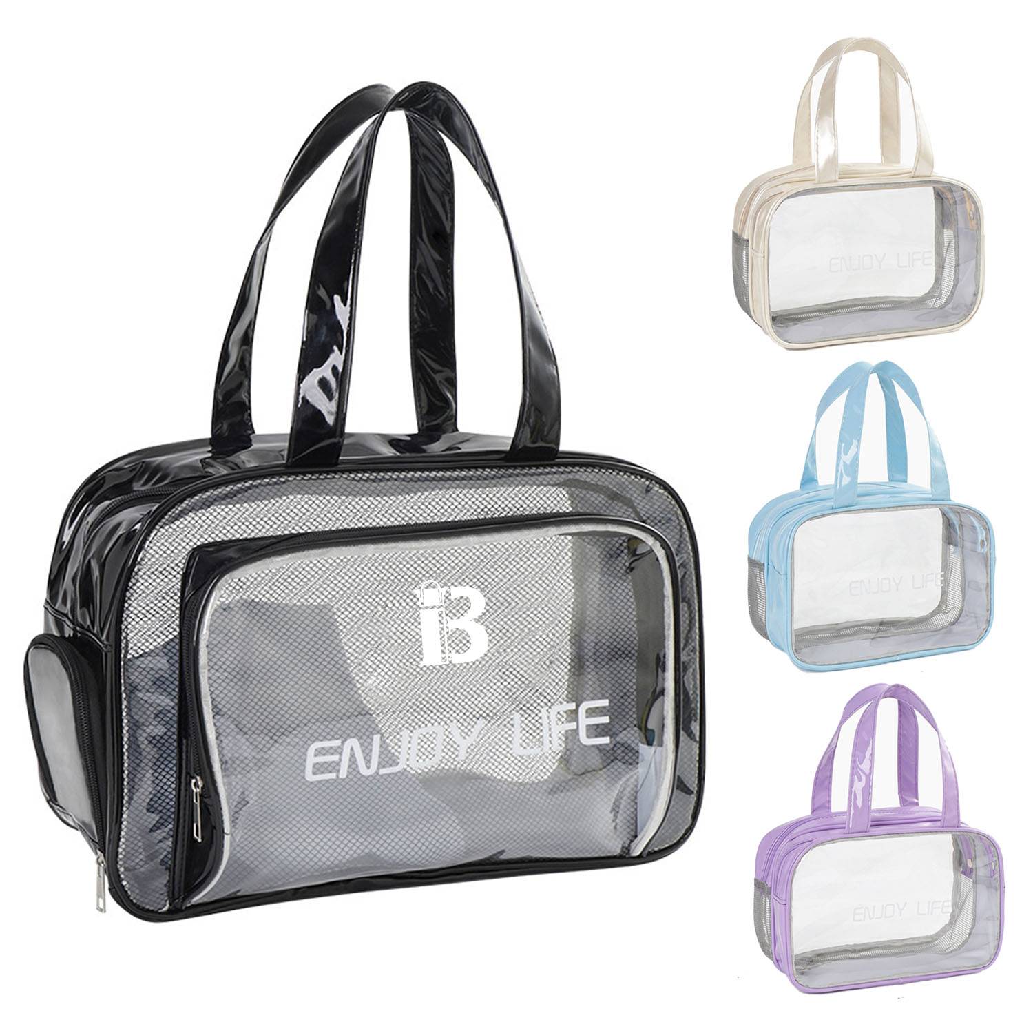 PVC Clear Dry Wet Separation Makeup Bag Handbag 5