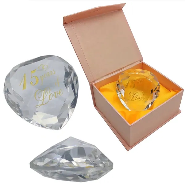 Wedding Anniversary Crystal Heart Shaped Paperweight 4