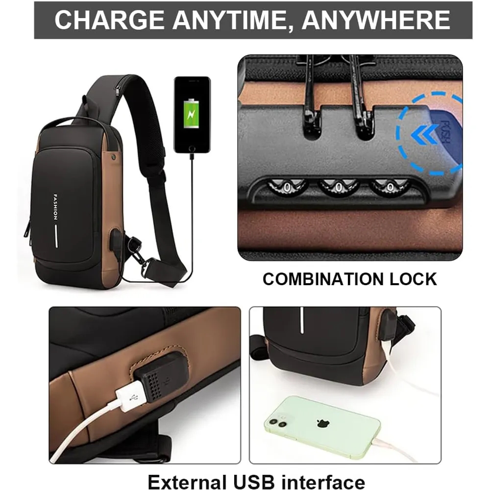Technology USB Portable Outdoor Men's Cross-body Chest Bag 6
