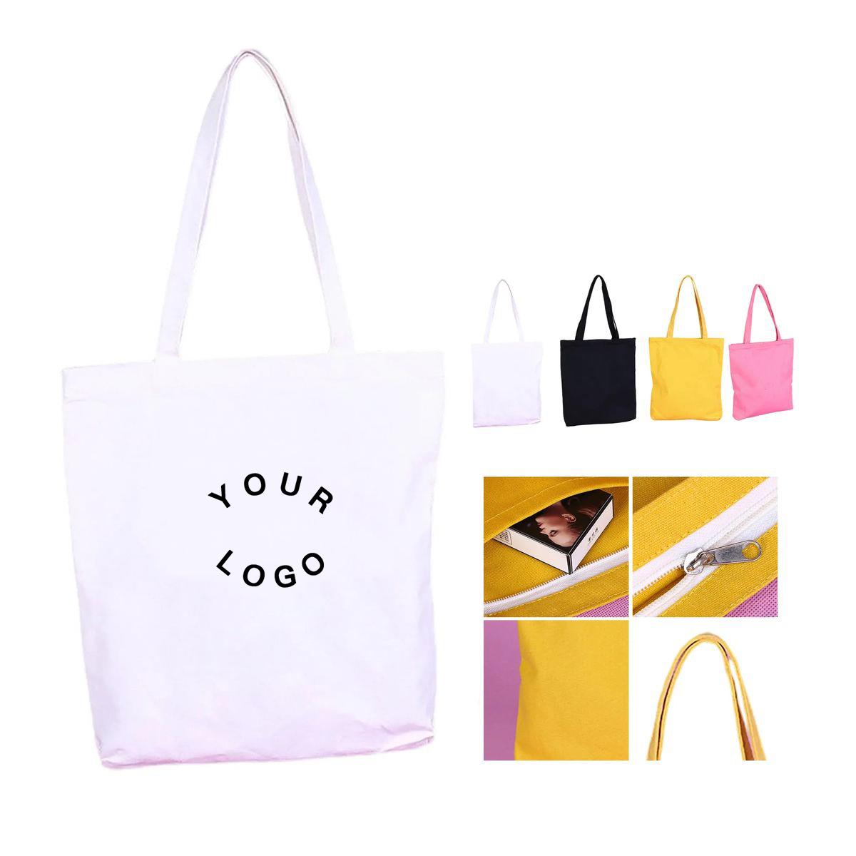 Large Capacity Canvas Shoulder Tote, custom tote bag with logo imprint 2