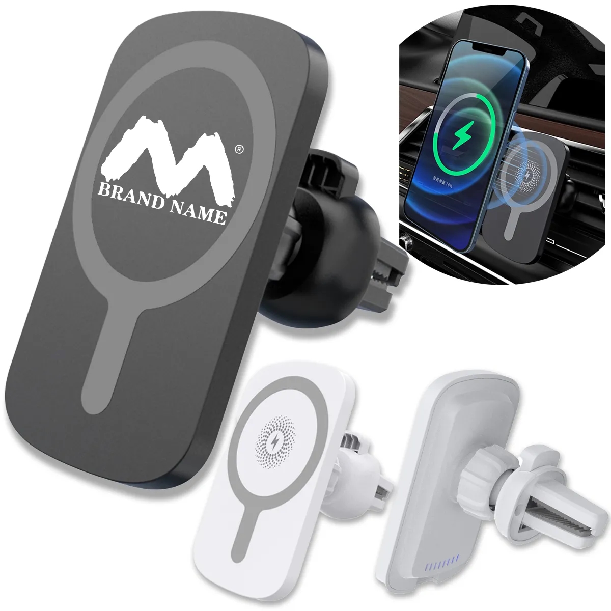 15W Portable Car MagSafe Wireless Fast Charger Phone Holder 2