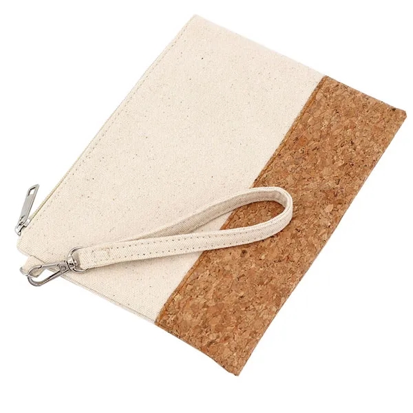 Portable Cork Canvas Cosmetic Zipper Bag 2