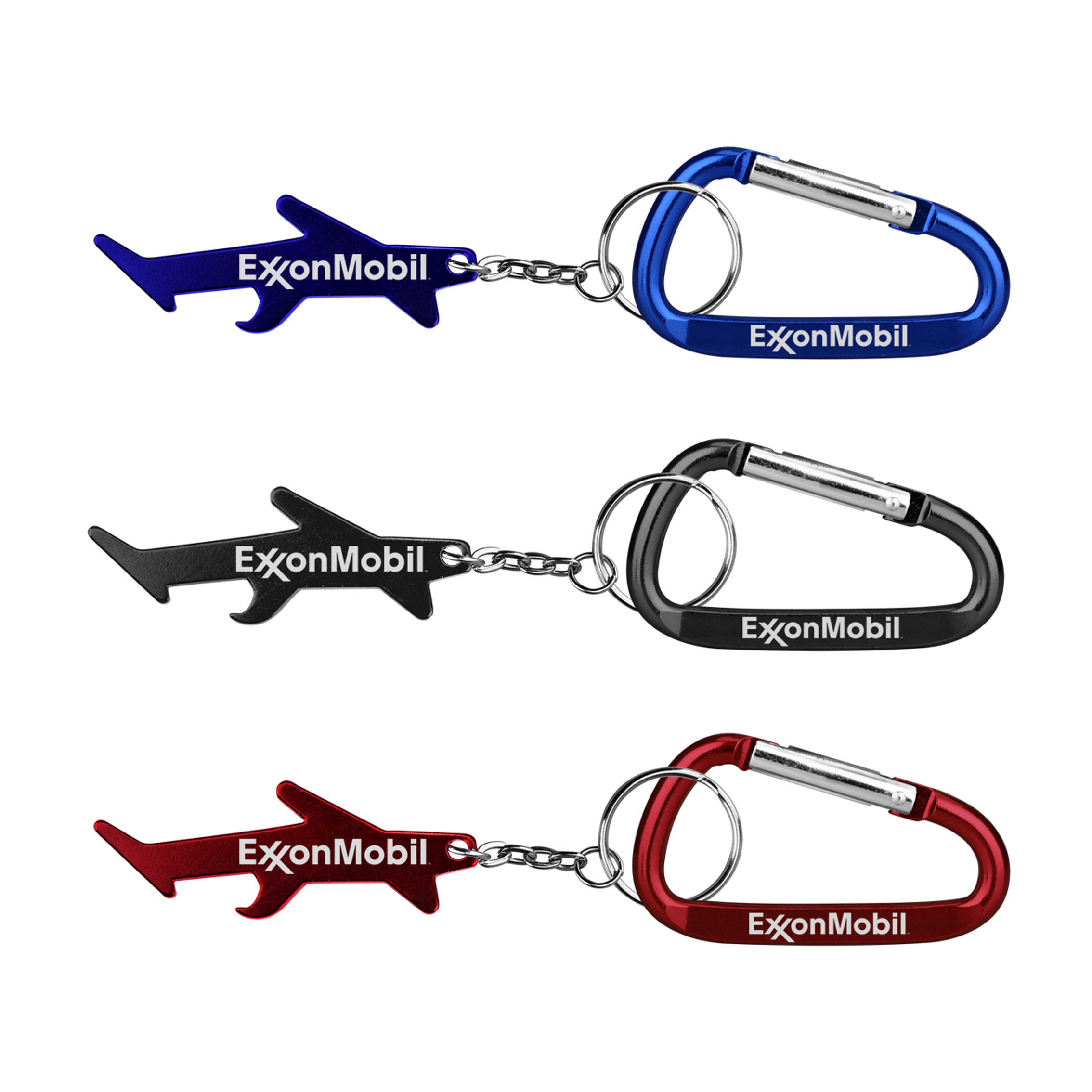 Plane / aircraft shaped aluminum bottle opener with key chain and carabiner