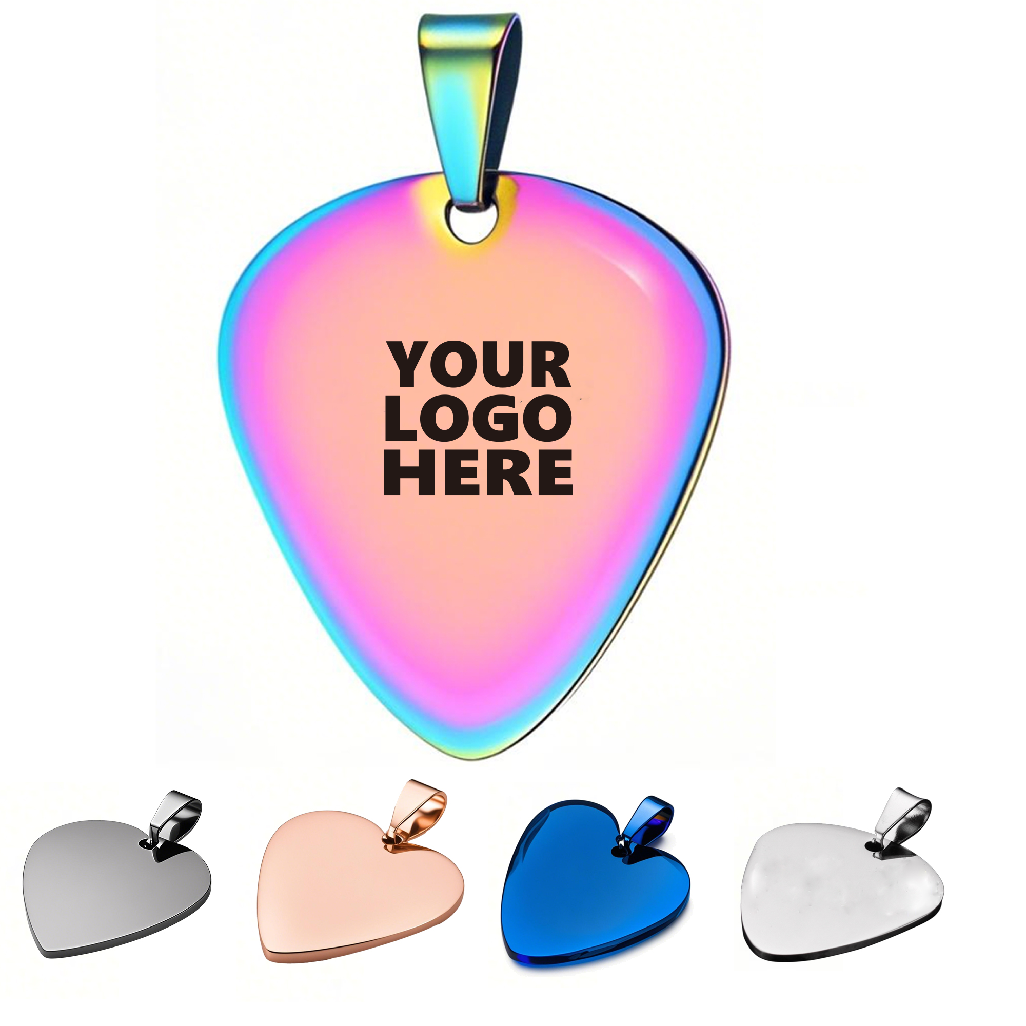 Stainless Steel Necklace with Guitar Plectrum Design 2