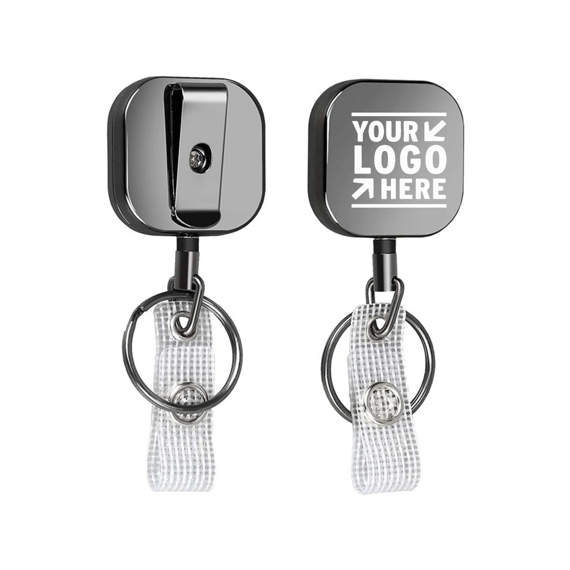 Square Metal Retractable Badge Holder 1