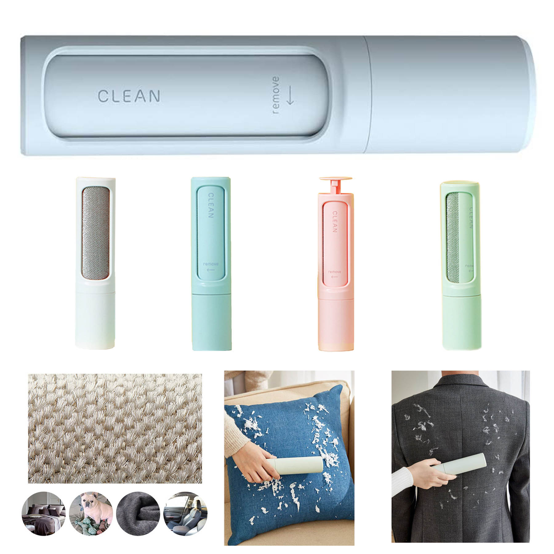 Hair Remover Brush With Cover Sofa Hair Sticky Brush Rotary Cylinder 2