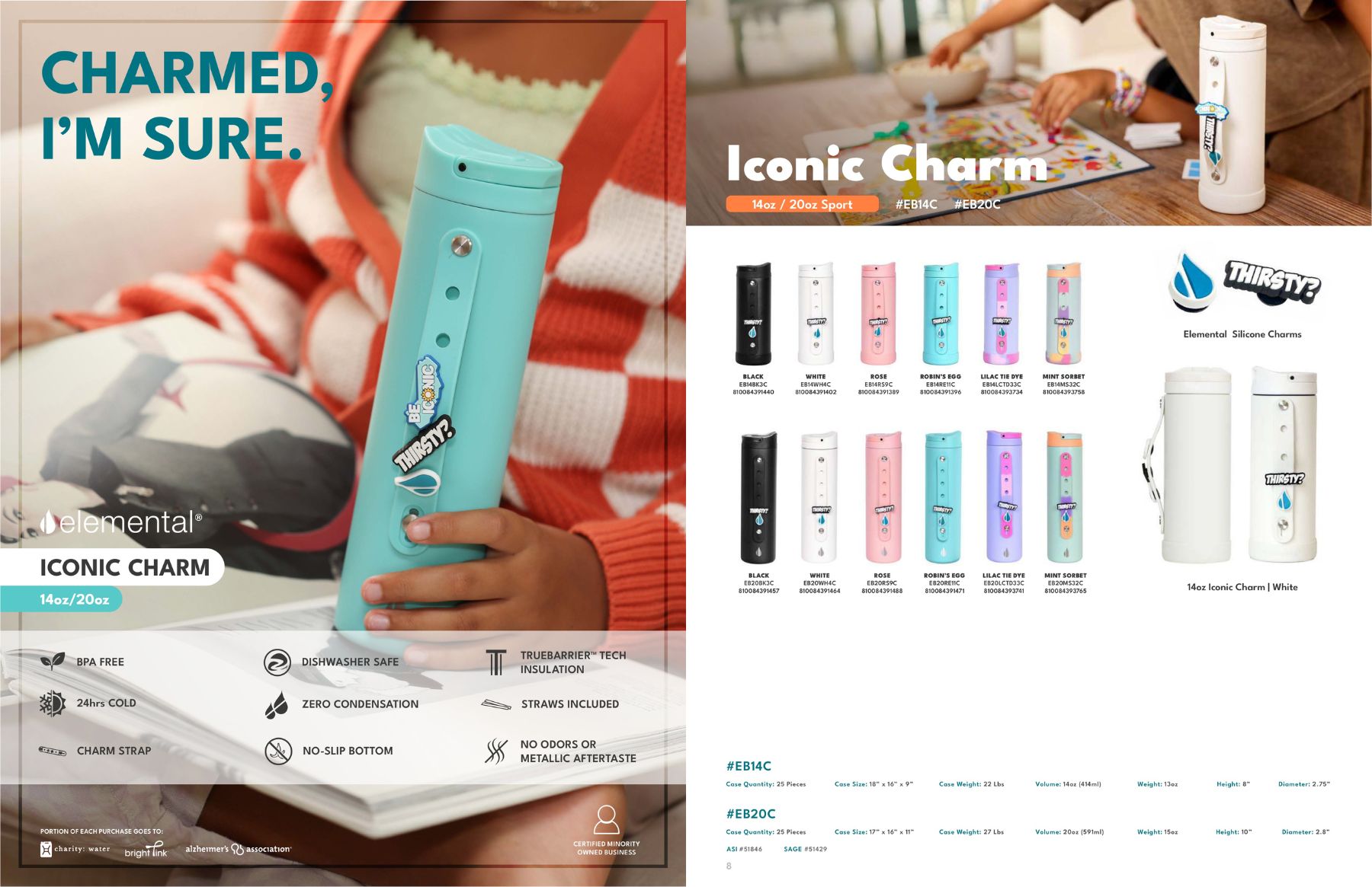 Elemental® Iconic Charm 14oz Stainless Steel Water Bottle - Vacuum Insulated 11