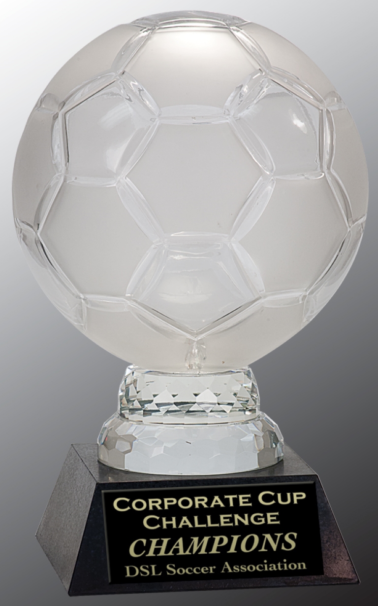12" Glass Soccer Ball Award with Marble Base