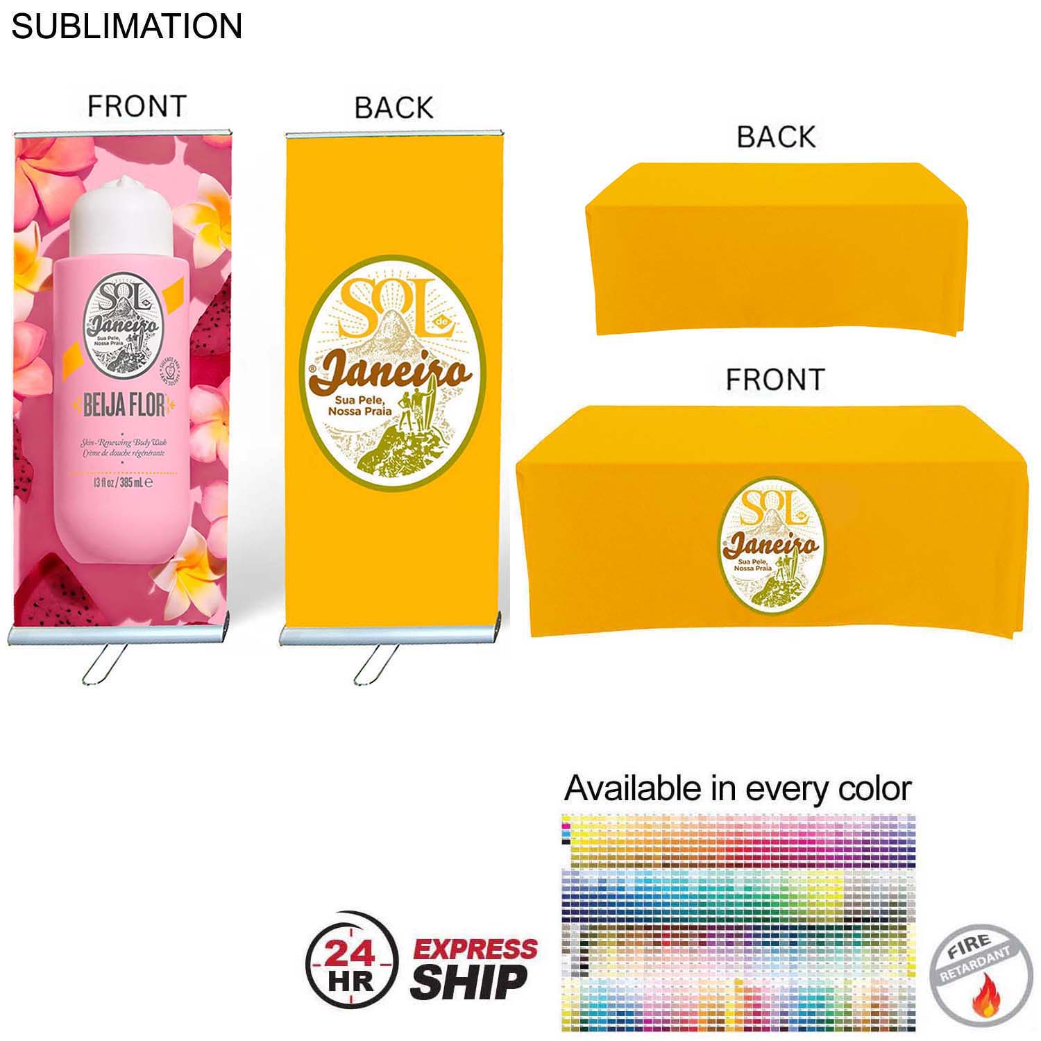 24Hr Express Ship - Outdoor Event Package 3, Double sided outdoor pull up banner+ 6' box fit Cloth