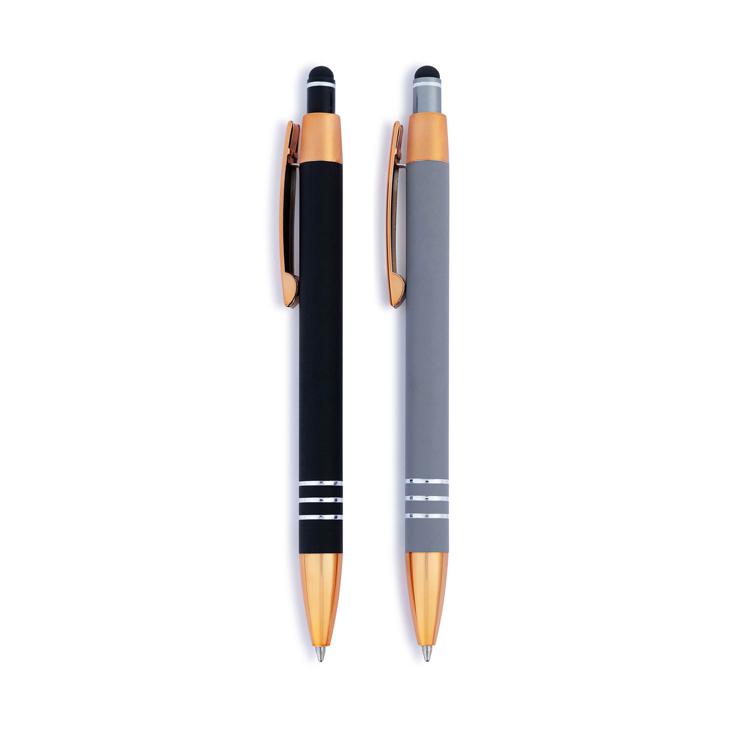 Penny Stylus Satin Soft Touch Click Metal Pen - Copper Accents (CLOSEOUT) 5