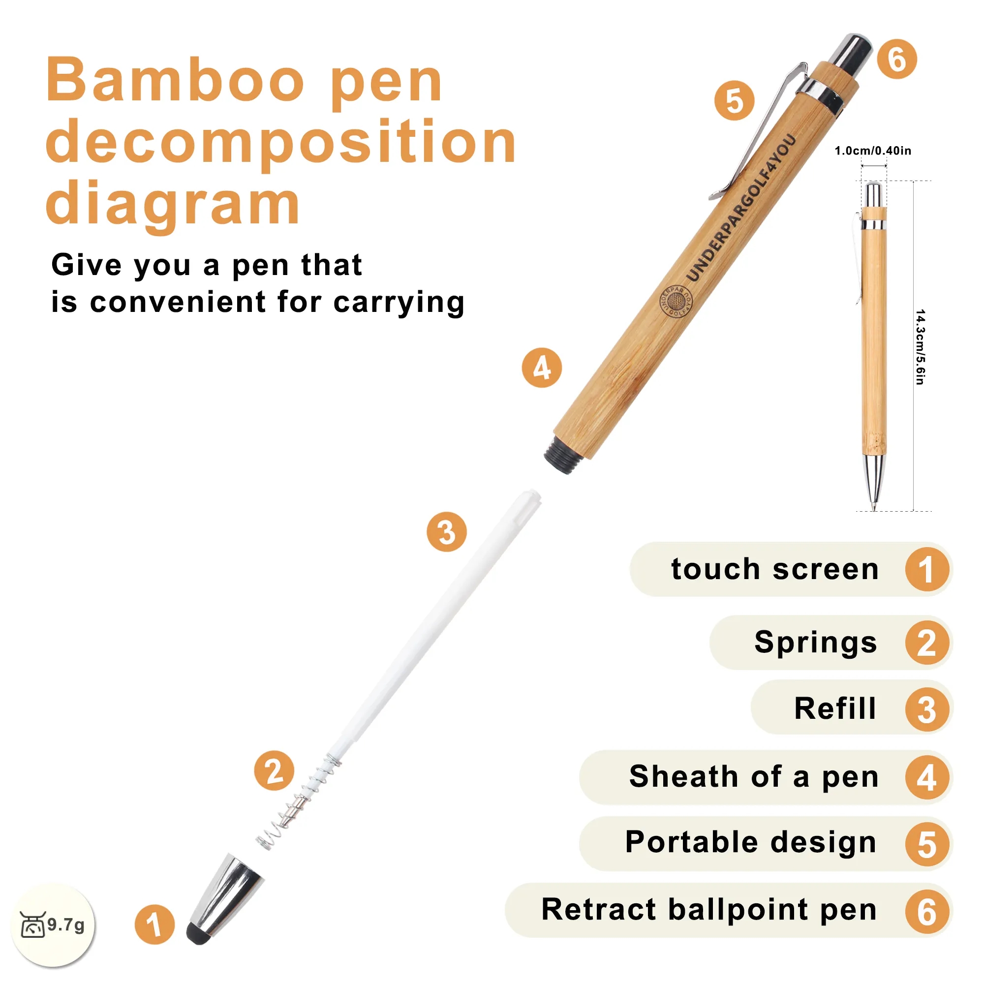 Wholesale Custom Bamboo Pens Elegant Personalized Green Office 3