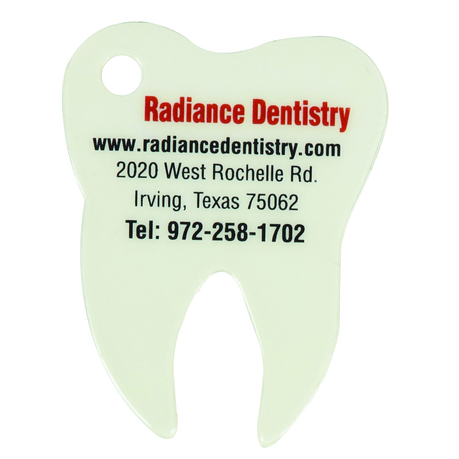1.5"W x 2"H  Tooth Shaped Key Tag 1