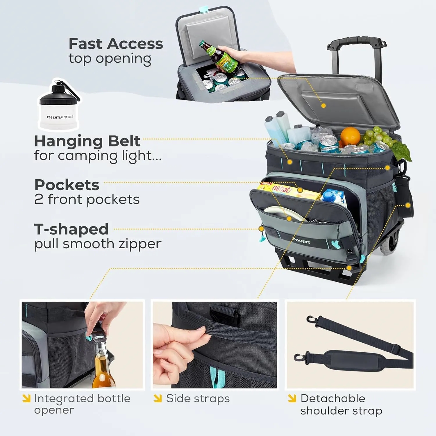 Collapsible Cooler Trolley Bag with Wheels 1