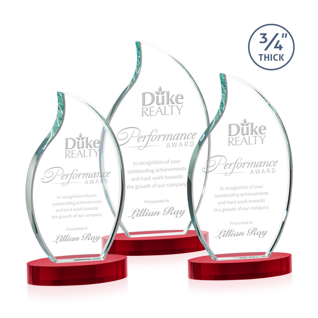 Croydon Flame Award on Alberton Base - Red