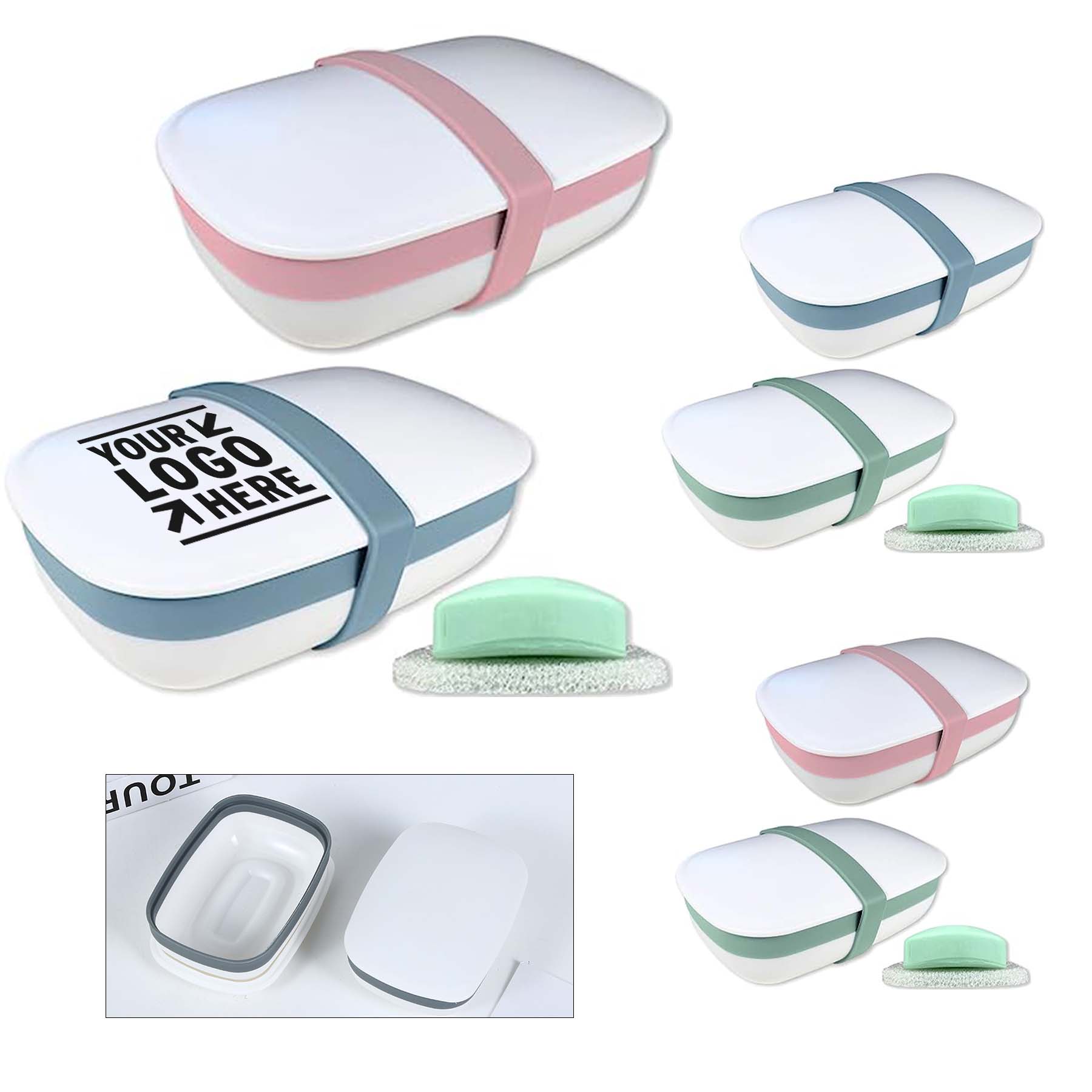 Home Outdoor Camping Portable Travel Shower Soap Bar Holder with Sponge Band  2