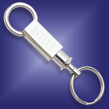 CHROME PLATED KEYRING W/ 2 RINGS & QUICK RELEASE 1