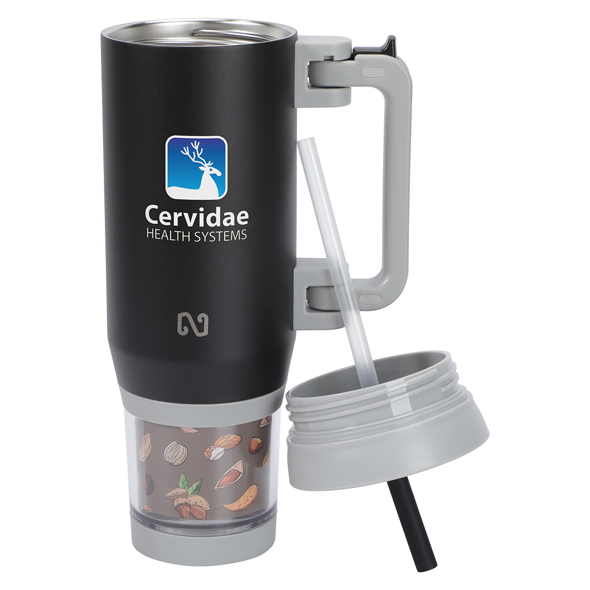 NAYAD® Quest 23 oz Stainless Steel Double-Wall Mug with Foldable Handle & Snack Cup 3