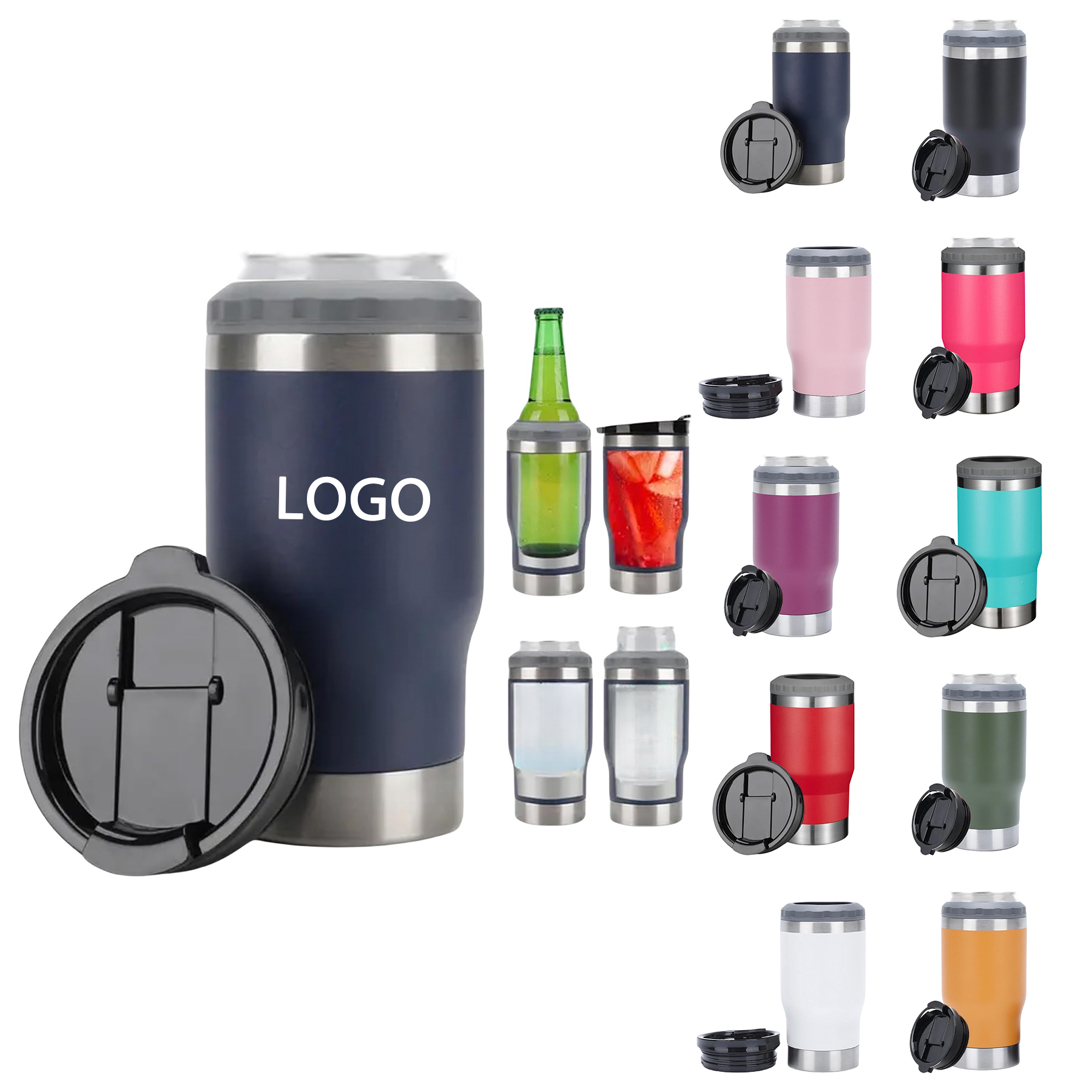 4 in 1 Stainless Steel Can Cooler, custom koozie with logo imprint 8