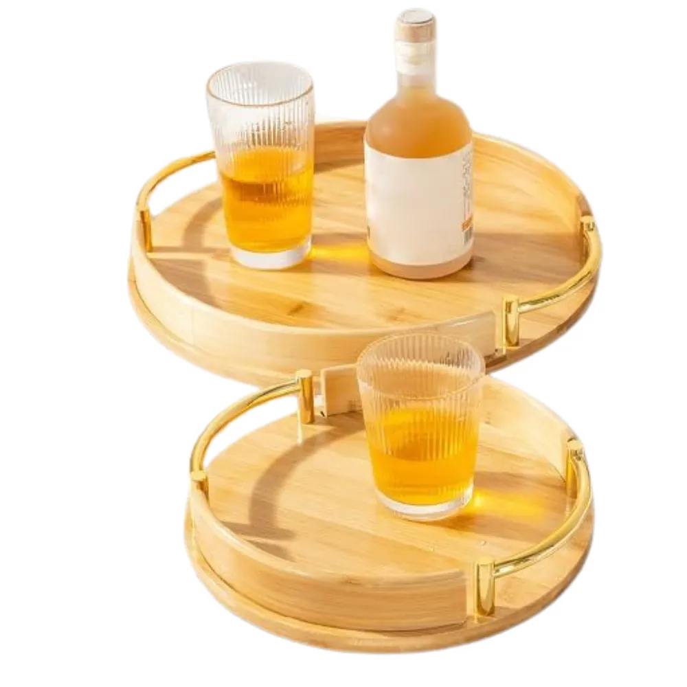 Round Bamboo Wooden Serving Tray 5