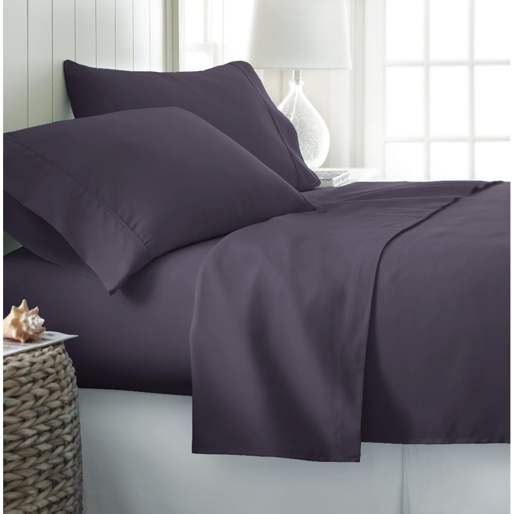 Microfiber Bed Sheet Sets - Purple Full 4 Piece Double-Brushed 2