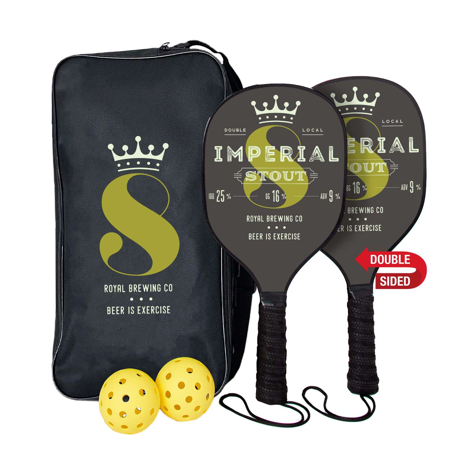 Pickleball Set Plus, Double-Sided Paddles