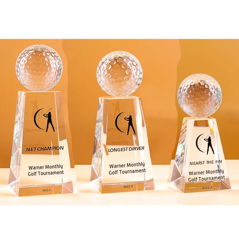 Clear Crystal Golf Trophy 8