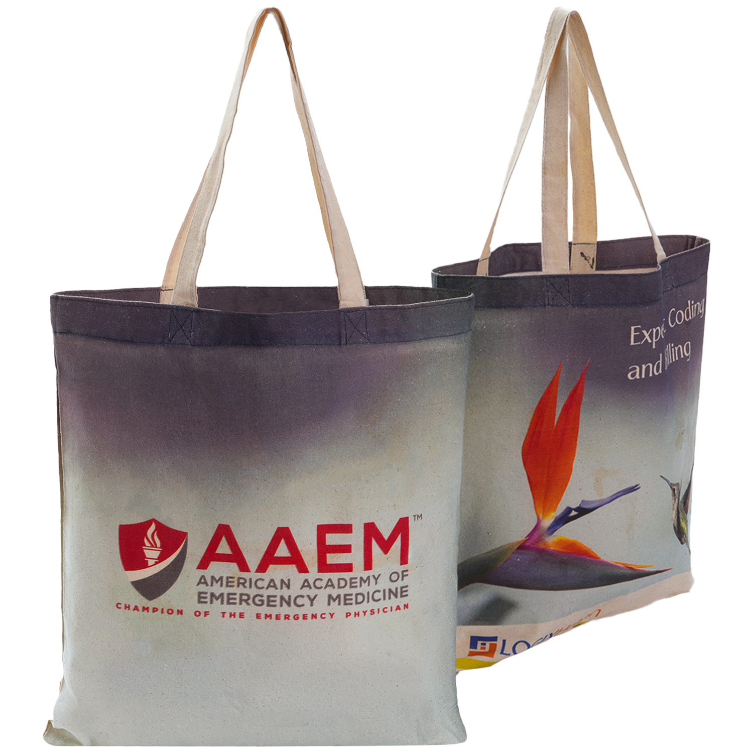 6 Oz. Natural Sublimated Convention Poly Canvas Tote Bag (15" x 16") 2