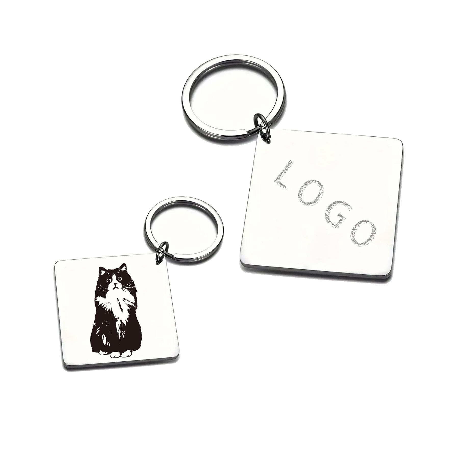 Stainless Steel Cat Keychain With Custom Logo