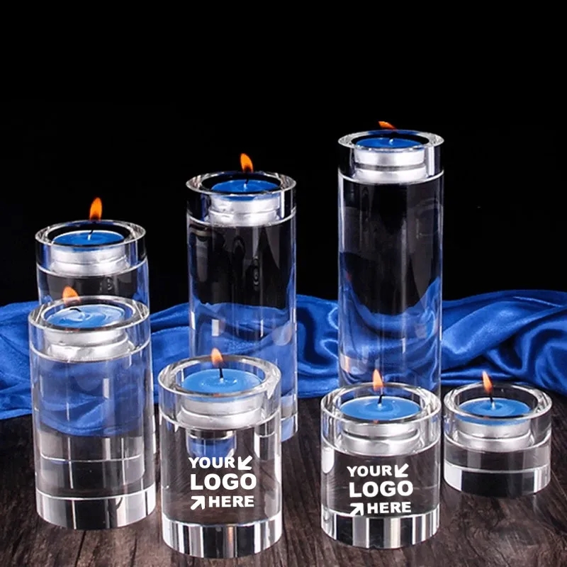 Engraved Crystal Tealight Candle Holders 2