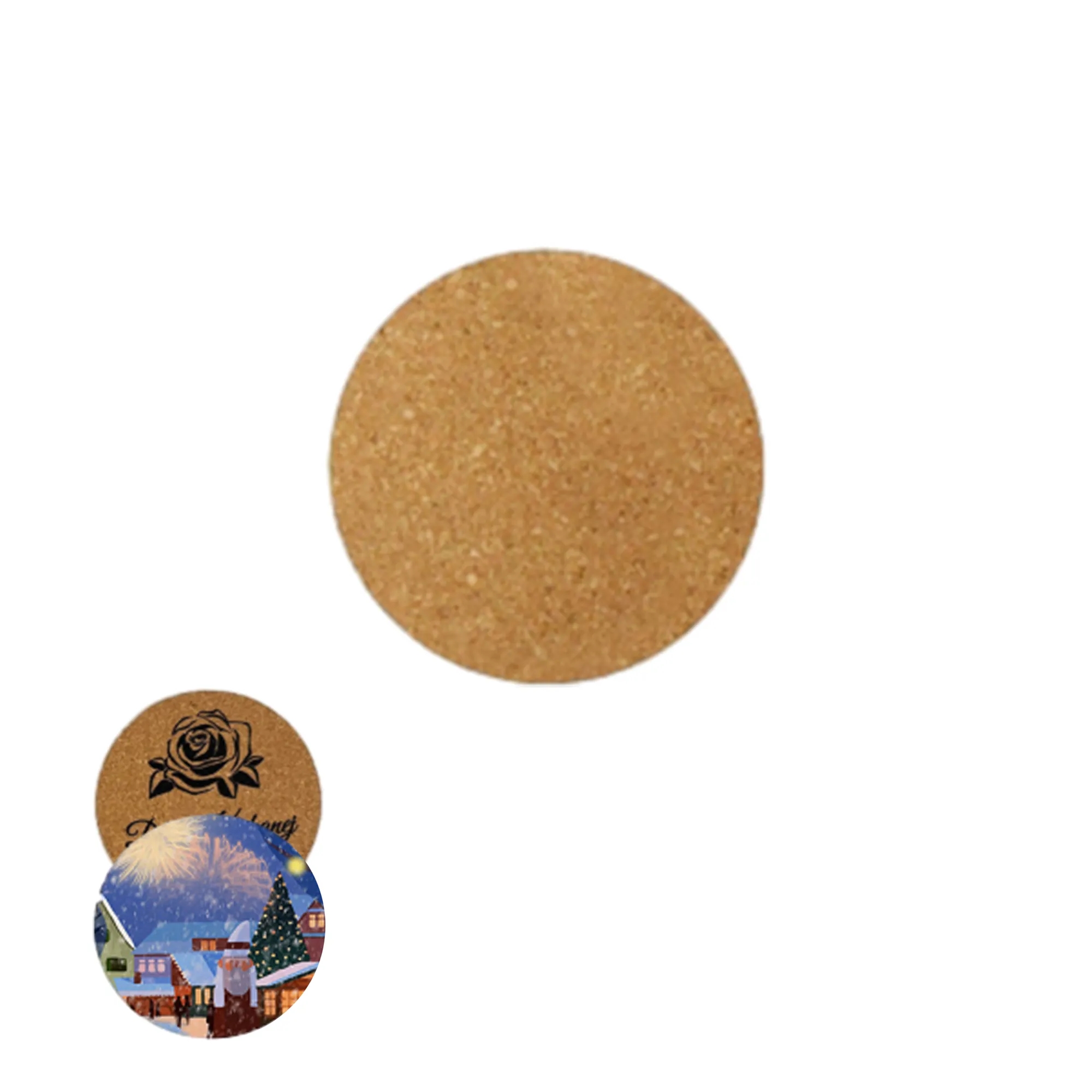 4In Round Wooden Anti-Skid Mat Cork Coaster 2
