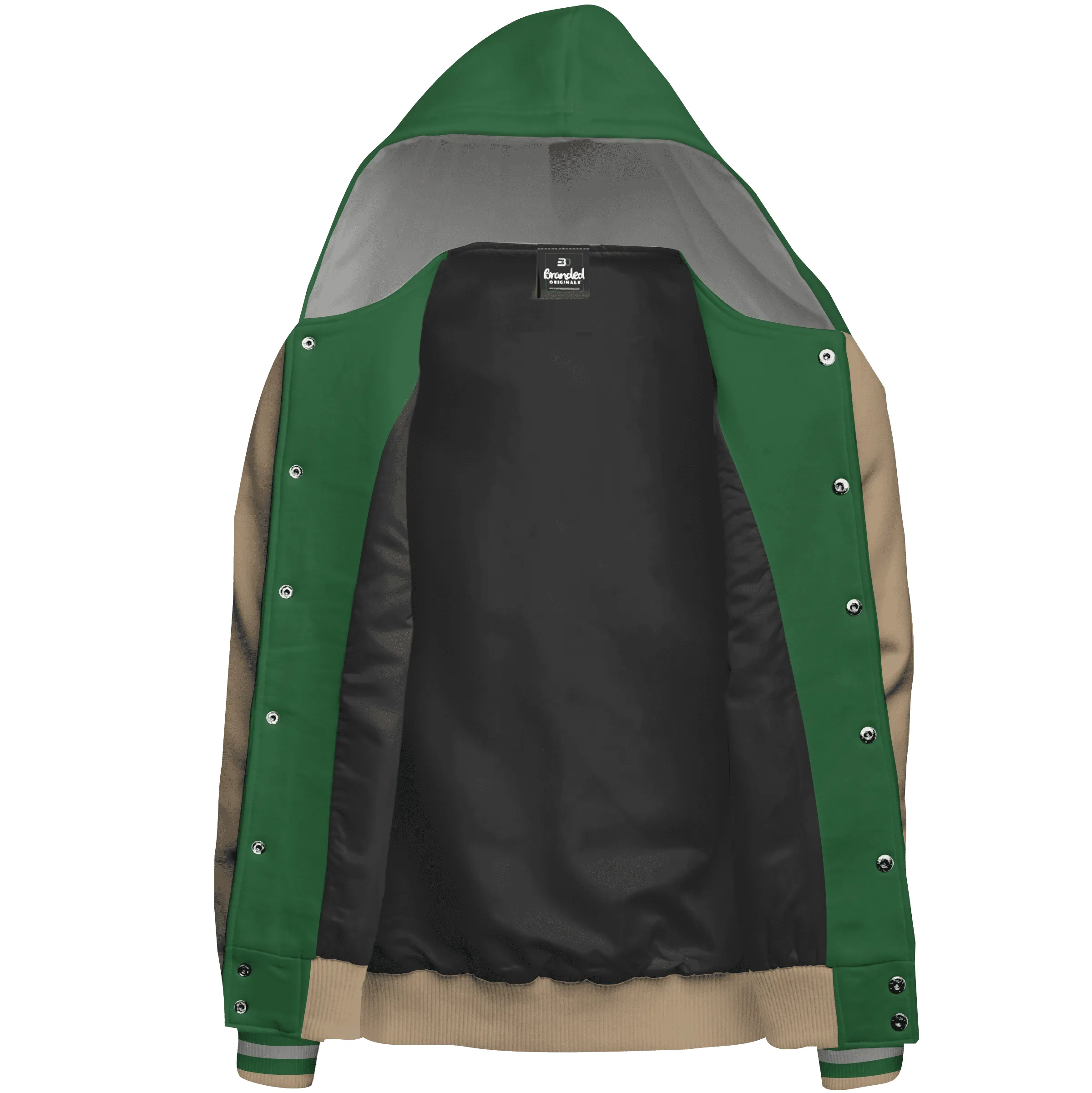 Hooded Cotton Fleece Varsity Jacket With Black Satin Lining 7