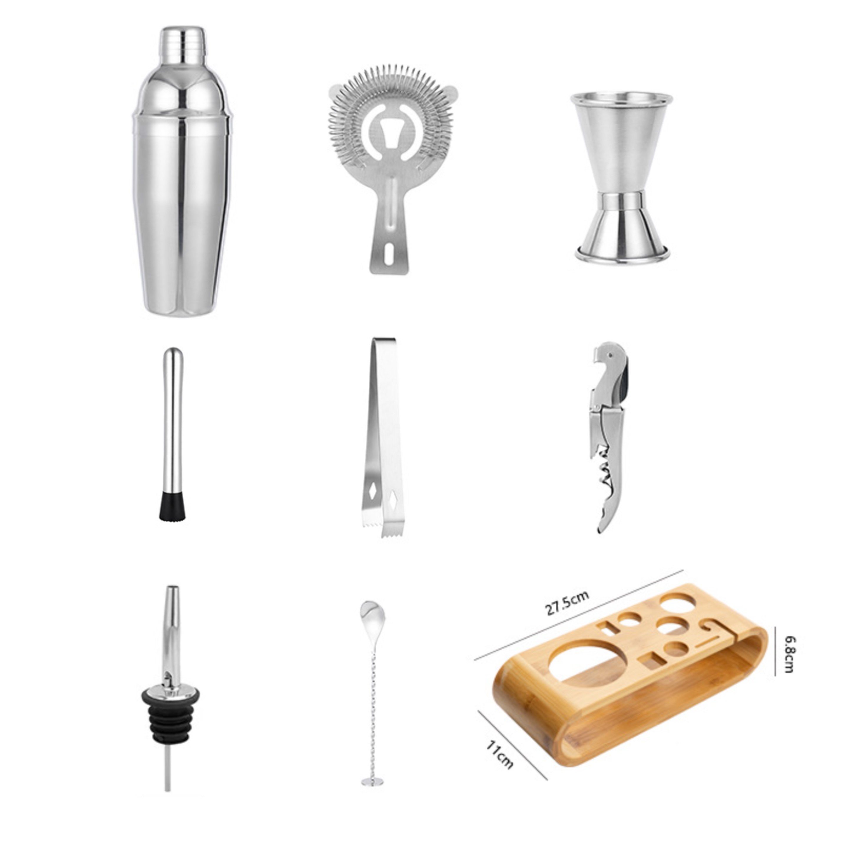 9pcs Bartender Kit with Bamboo Stand (direct import) 2