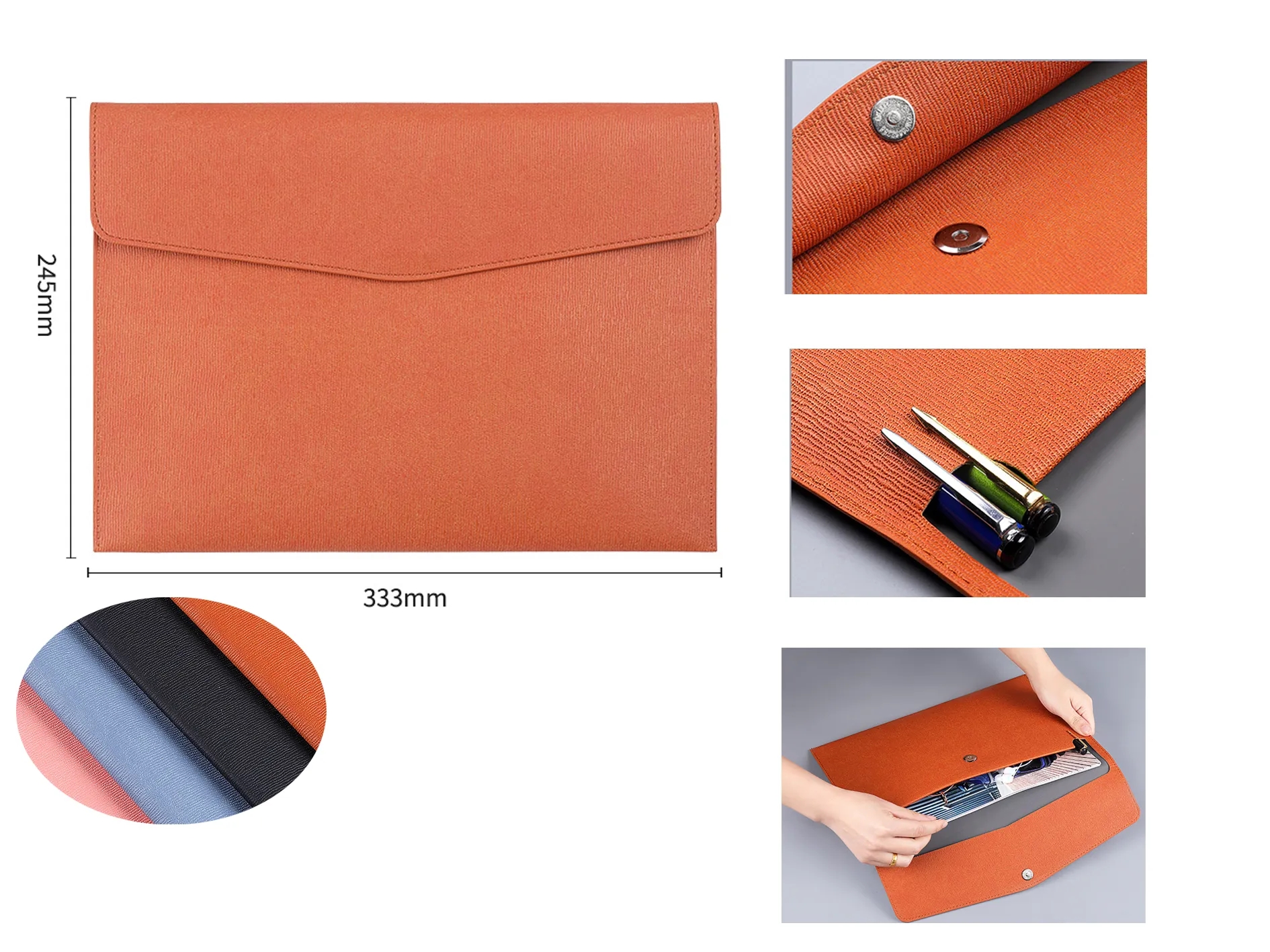 A4 PU Leather Envelope Folder With Magnetic Snap 4