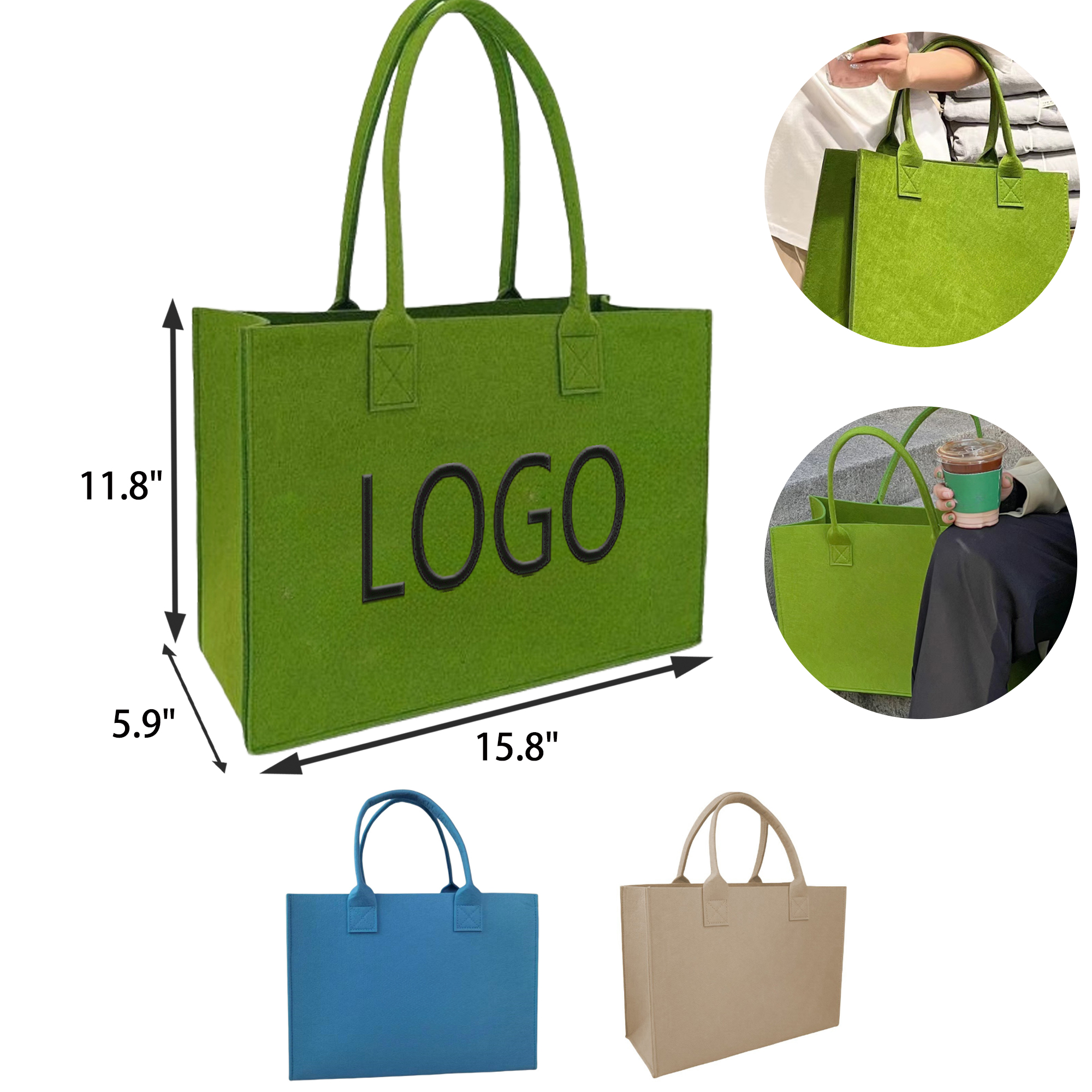 MOQ 50 PCS Gift Felt Tote Bag, custom tote bag with logo imprint 3