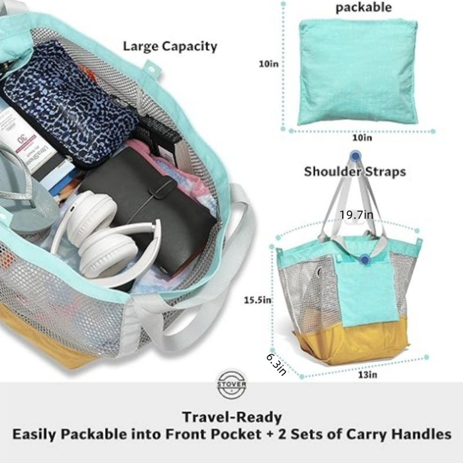 Large Capacity Foldable Nylon Mesh Tote Bag 4