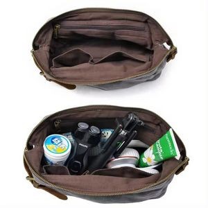 Waxed Canvas Travel Toiletry Kit Bag With Hand 1