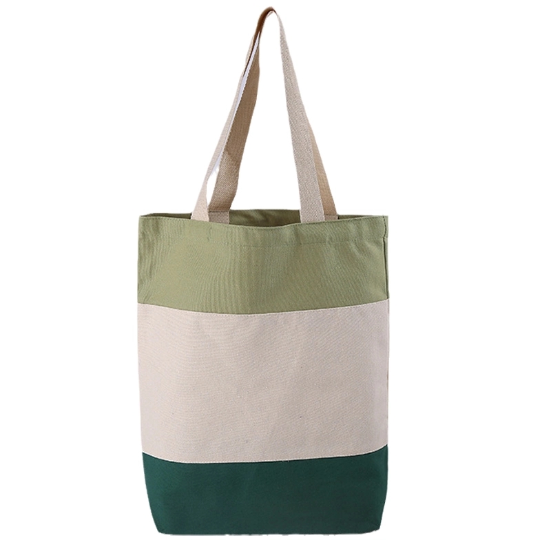Custom Color-Blocking Canvas Shopping Handbag & Tote Bag 6