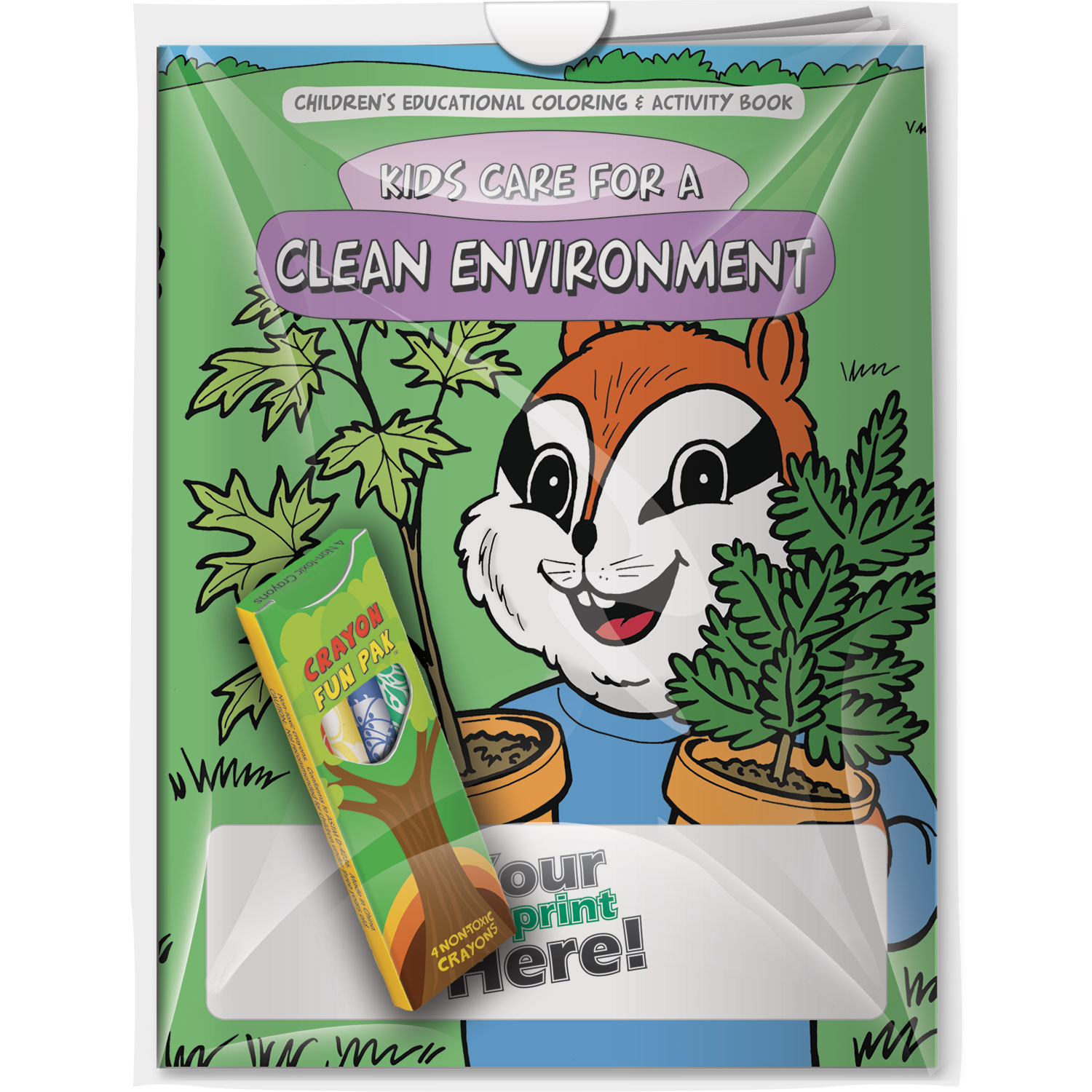 Combo Pack - CB1027 Coloring Book & 4-Pack of Crayons (Imprinted) in a Poly Bag 2